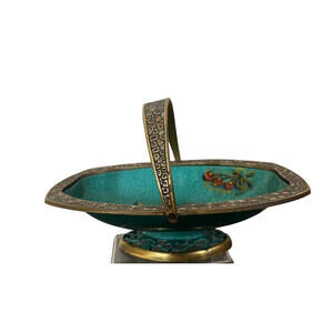 Vintage ISRAELI Painted Enamel  Fruit Bowl Basket MCM